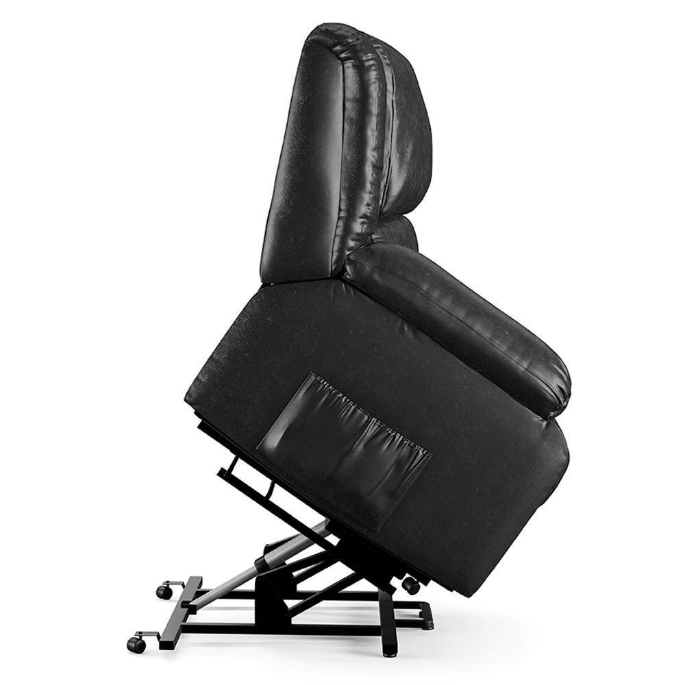 Poltrona Do Papai Reclinável Melim Elevação Lift Elétrico Pu Preto Brilho Fh1 - D'rossi - 2