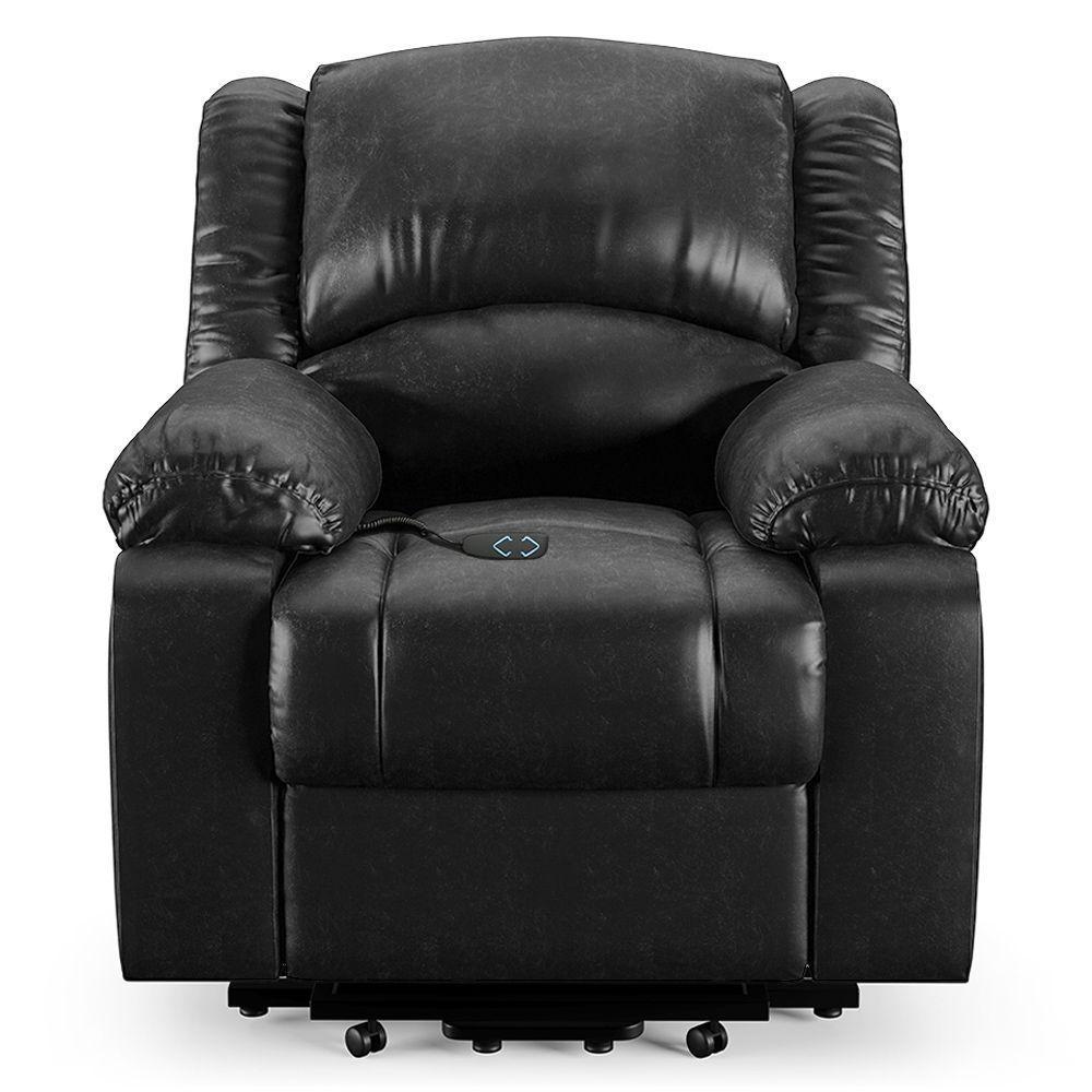 Poltrona Do Papai Reclinável Melim Elevação Lift Elétrico Pu Preto Brilho Fh1 - D'rossi - 4