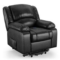Poltrona Do Papai Reclinável Melim Elevação Lift Elétrico Pu Preto Brilho Fh1 - D'rossi - 1