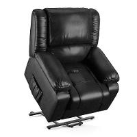 Poltrona Do Papai Reclinável Melim Elevação Lift Elétrico Pu Preto Brilho Fh1 - D'rossi - 3