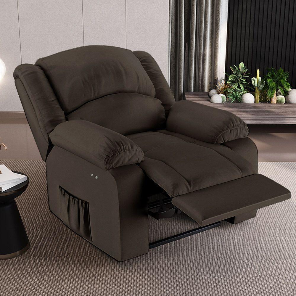 Poltrona Do Papai Reclinável Melim Power Touch Massagem Pu Marrom Fh1 - D'rossi - 8