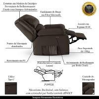 Poltrona Do Papai Reclinável Melim Power Touch Massagem Pu Marrom Fh1 - D'rossi - 6