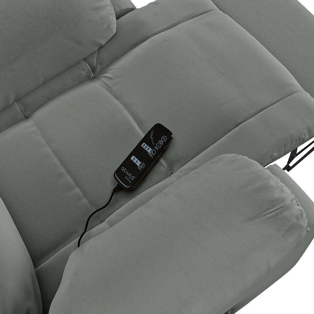 Poltrona Do Papai Reclinável Melim Power Touch Massagem Pu Cinza Fh1 - D'rossi - 10