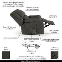Poltrona Do Papai Reclinável Melim Power Touch Massagem Linho Grafite Fh1 - D'rossi - 8
