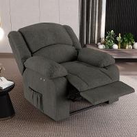 Poltrona Do Papai Reclinável Melim Power Touch Massagem Linho Grafite Fh1 - D'rossi - 9