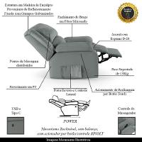 Poltrona Do Papai Reclinável Melim Power Touch Massagem Sintético Pu Fh1 - D'rossi Cor Cinza - 7