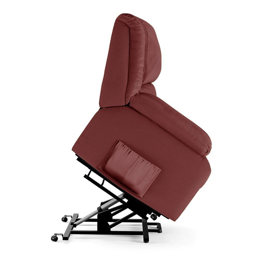 Poltrona Do Papai Reclinável Melim Elevação Lift Elétrico Sintético Pu Fh1 - D'rossi Cor Vermelho - 2