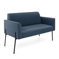 Sofá Namoradeira E 2 Poltronas Pé De Ferro Preto Marisa Suede Azul Marinho D03 - D'rossi - 5