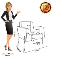 Sofá Namoradeira E 2 Poltronas Pé De Ferro Preto Marisa Suede Azul Marinho D03 - D'rossi - 6