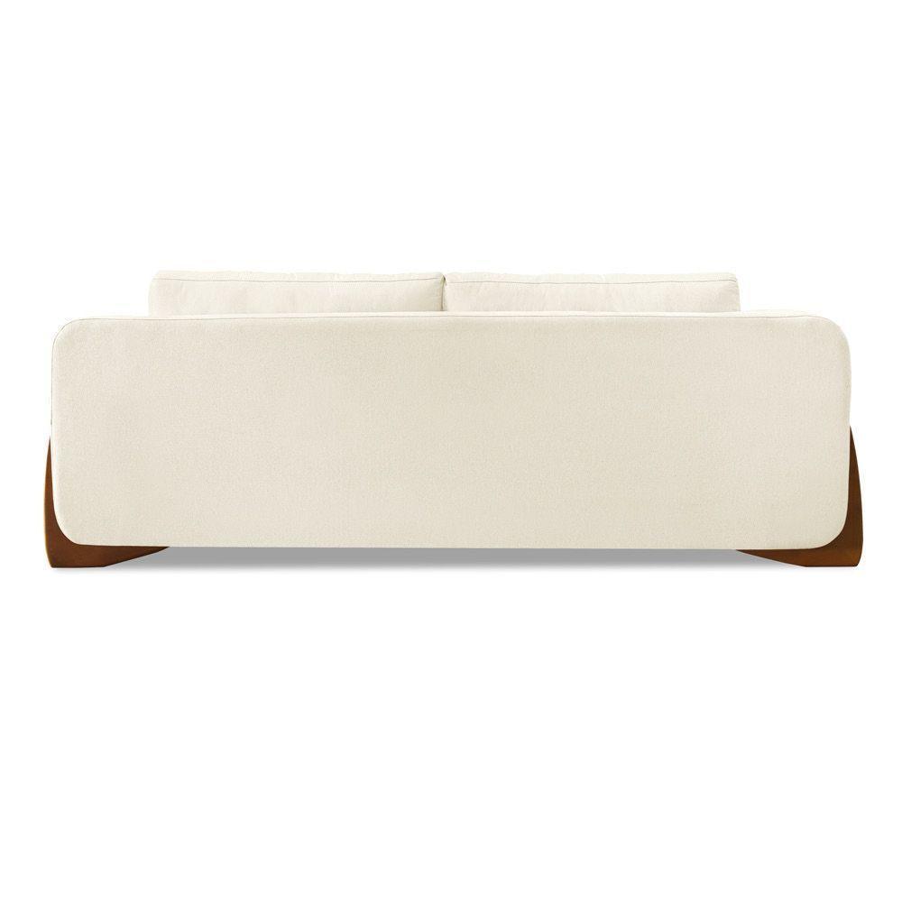 Sofá 3 Lugares Base De Madeira Clarissa 220 Cm Linho S04 - D'rossi Cor Natural - 2