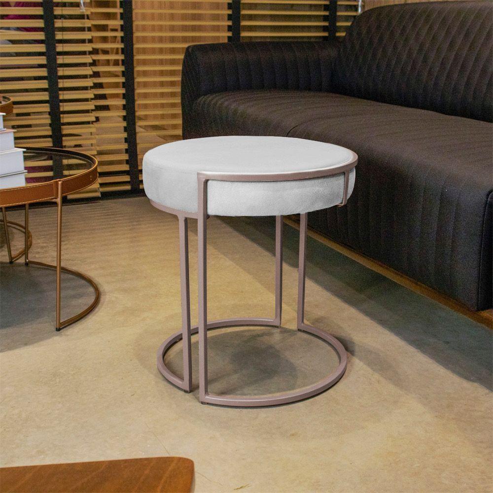 Puff Love Suede Base Cobre Drossi Cor Cinza - 8