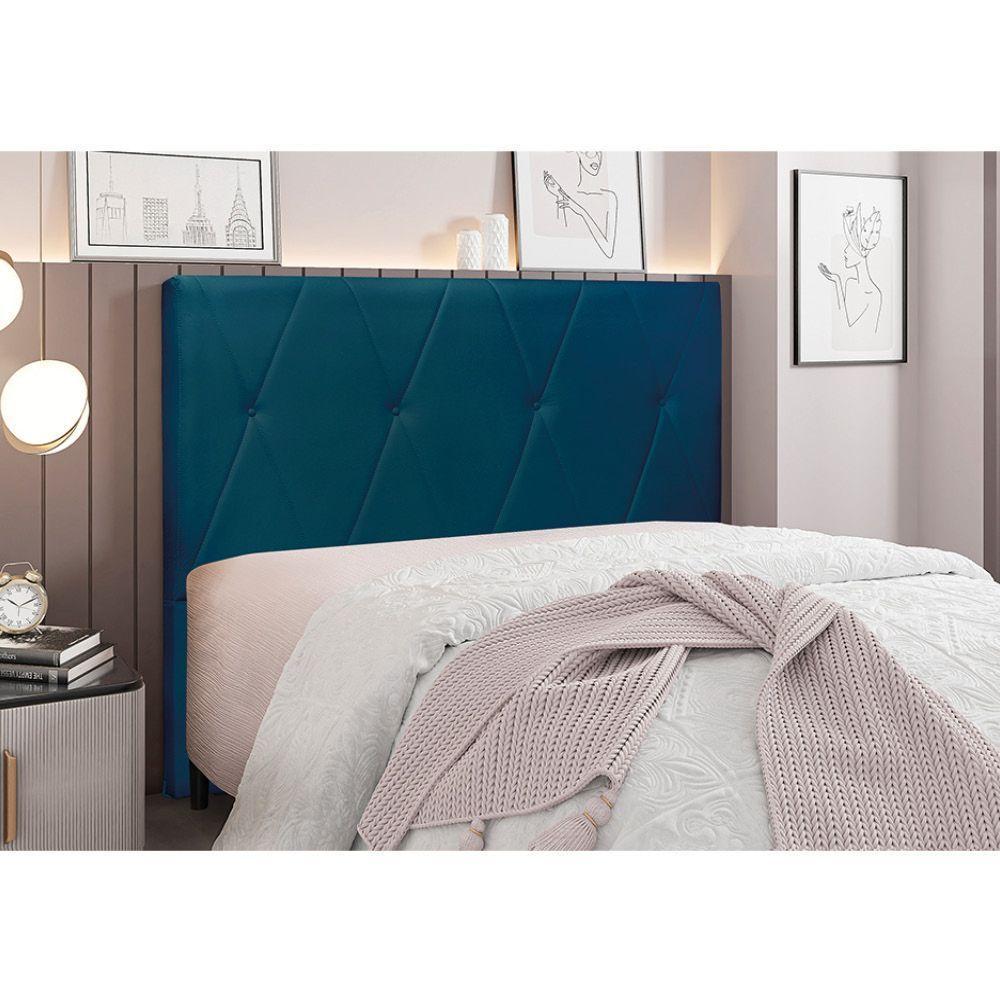 Cabeceira Cama Box King 195 Cm Aquilla Veludo S04 - D'rossi Cor Azul Marinho - 4