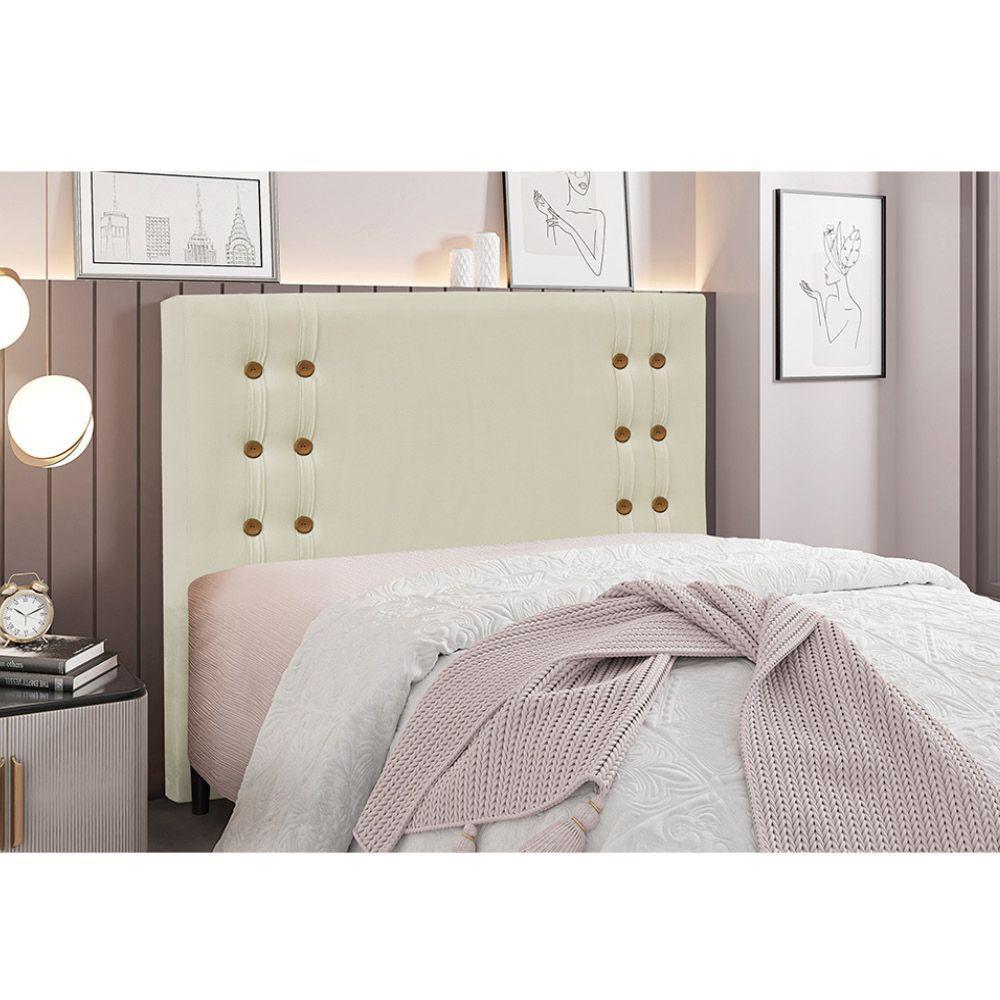 Cabeceira Cama Box Queen 160 Cm Gênova Veludo S04 - D'rossi Cor Bege - 4