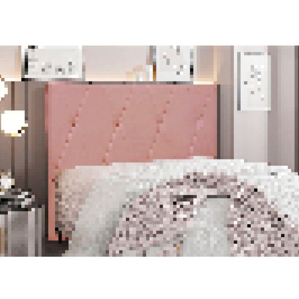 Cabeceira Cama Box King 195 Cm Aquilla Veludo S04 - D'rossi Cor Rosa - 4