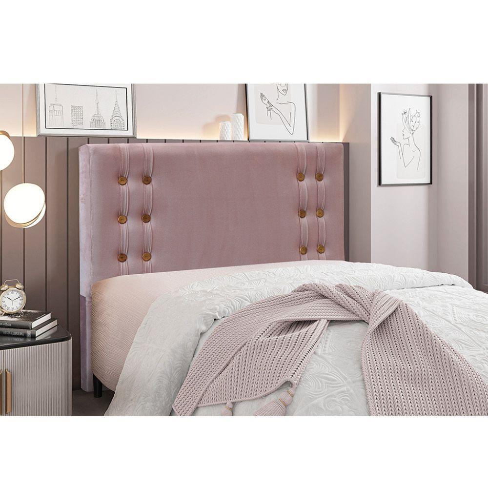 Cabeceira Cama Box Queen 160 Cm Gênova Veludo Lilás S04 - D'rossi - 4
