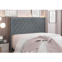 Cabeceira Cama Box Casal 140 Cm Dubai Veludo S04 - D'rossi Cor Cinza - 4