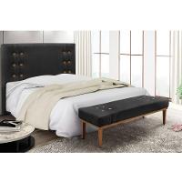 Cabeceira Cama Box Queen 160cm E Recamier Gênova Veludo S04 - D'rossi Cor Preto - 7