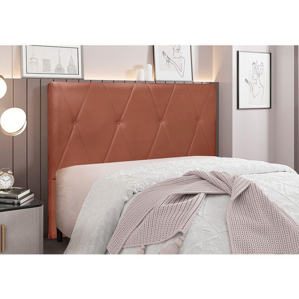 Cabeceira Cama Box King 195 Cm Aquilla Veludo S04 - D'rossi Cor Cobre - 4