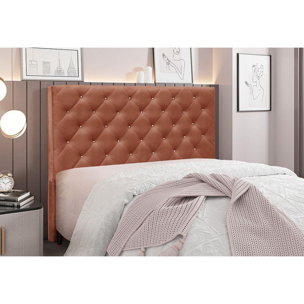 Cabeceira Cama Box Queen 160 Cm Tania Veludo S04 - D'rossi Cor Cobre - 4