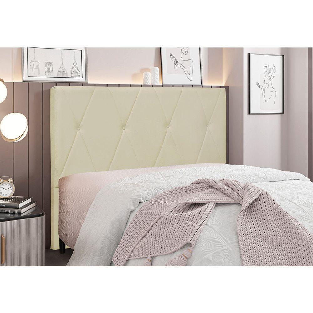 Cabeceira Cama Box Casal 140 Cm Aquilla Veludo Bege S04 - D'rossi - 3