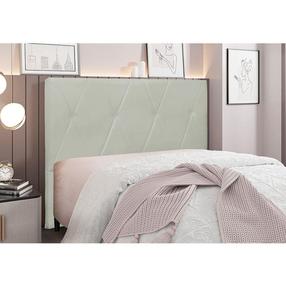 Cabeceira Cama Box Casal 140 Cm Aquilla Veludo S04 - D'rossi Cor Prata - 4