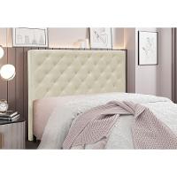 Cabeceira Cama Box Queen 160 Cm Tania Veludo S04 - D'rossi Cor Bege - 4