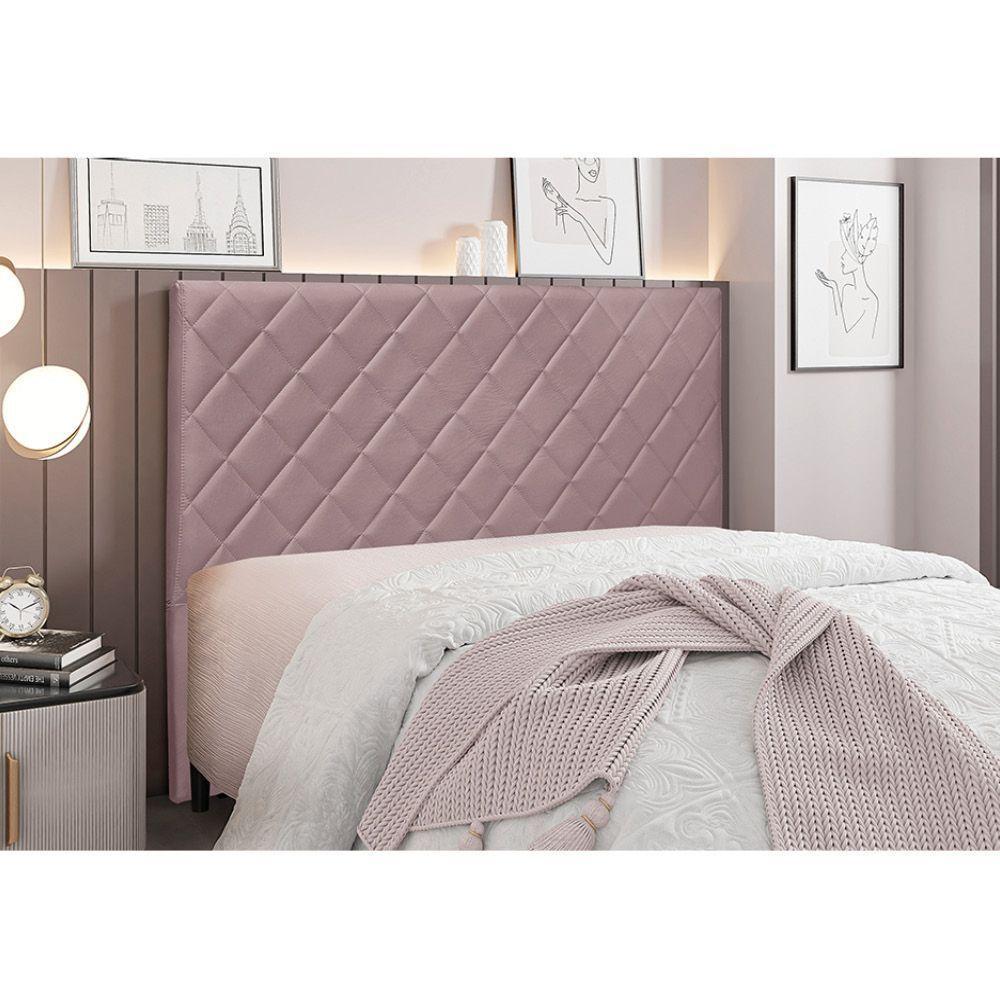 Cabeceira Cama Box Queen 160 Cm Dubai Veludo S04 - D'rossi Cor Lilás - 4