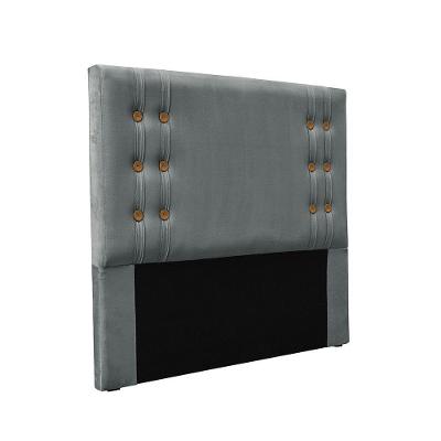 Cabeceira Cama Box Queen 160cm E Recamier Gênova Veludo S04 - D'rossi Cor Cinza