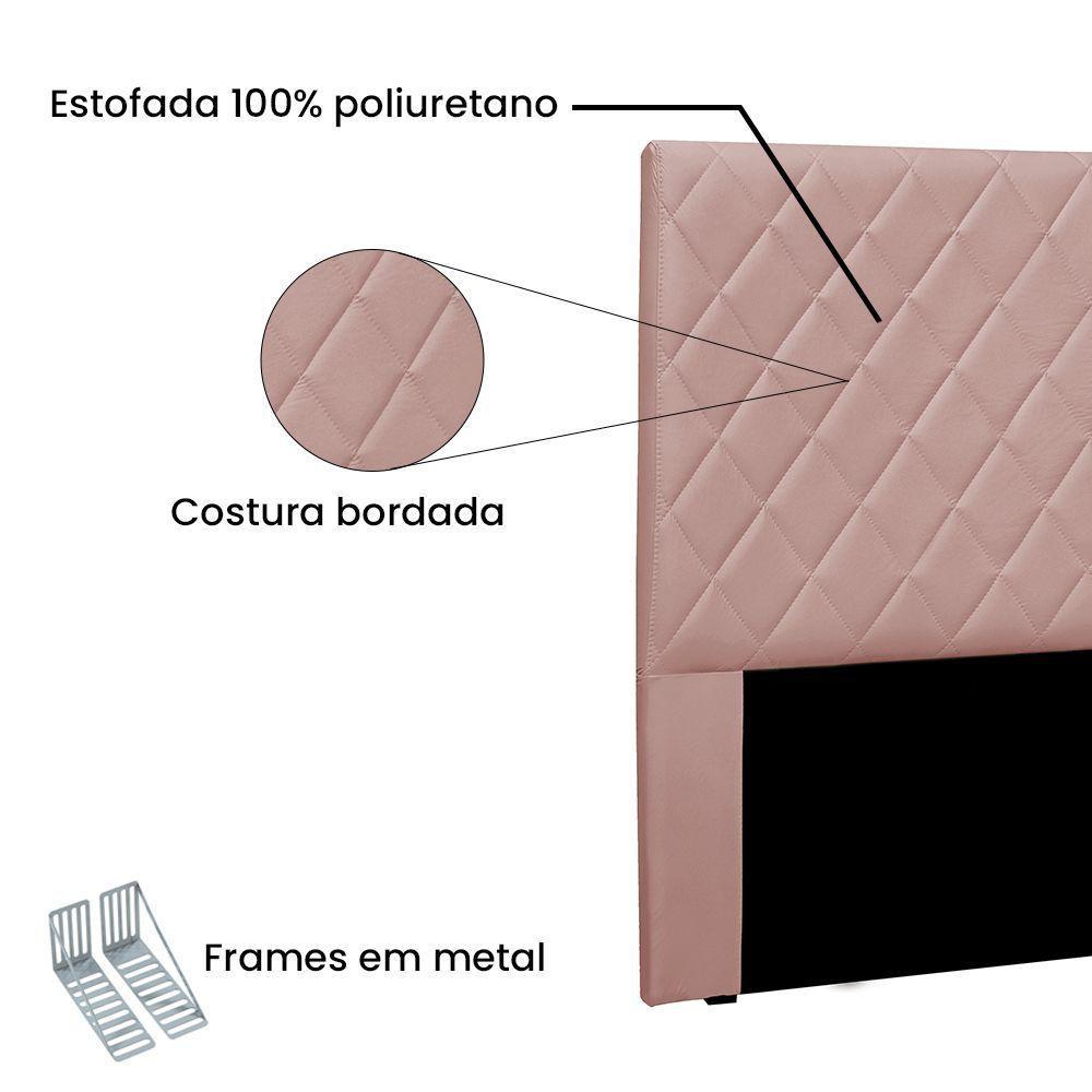 Cabeceira Cama Box Casal 140 Cm Dubai Veludo Rosa S04 - D'rossi - 2