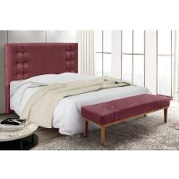 Cabeceira Cama Box Queen 160cm E Recamier Gênova Veludo Vinho S04 - D'rossi - 5