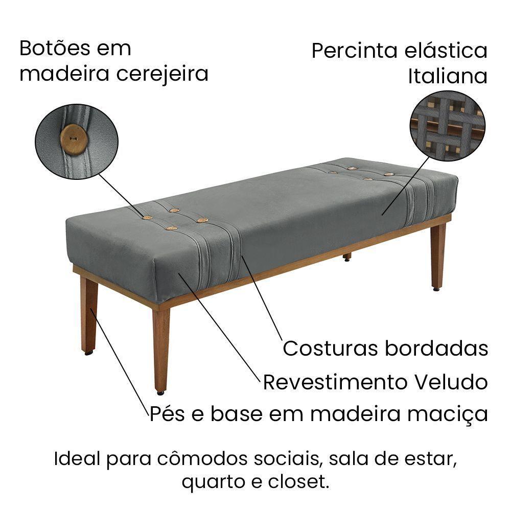 Cabeceira Cama Box King 195cm E Recamier Gênova Veludo S04 - D'rossi Cor Cinza - 3