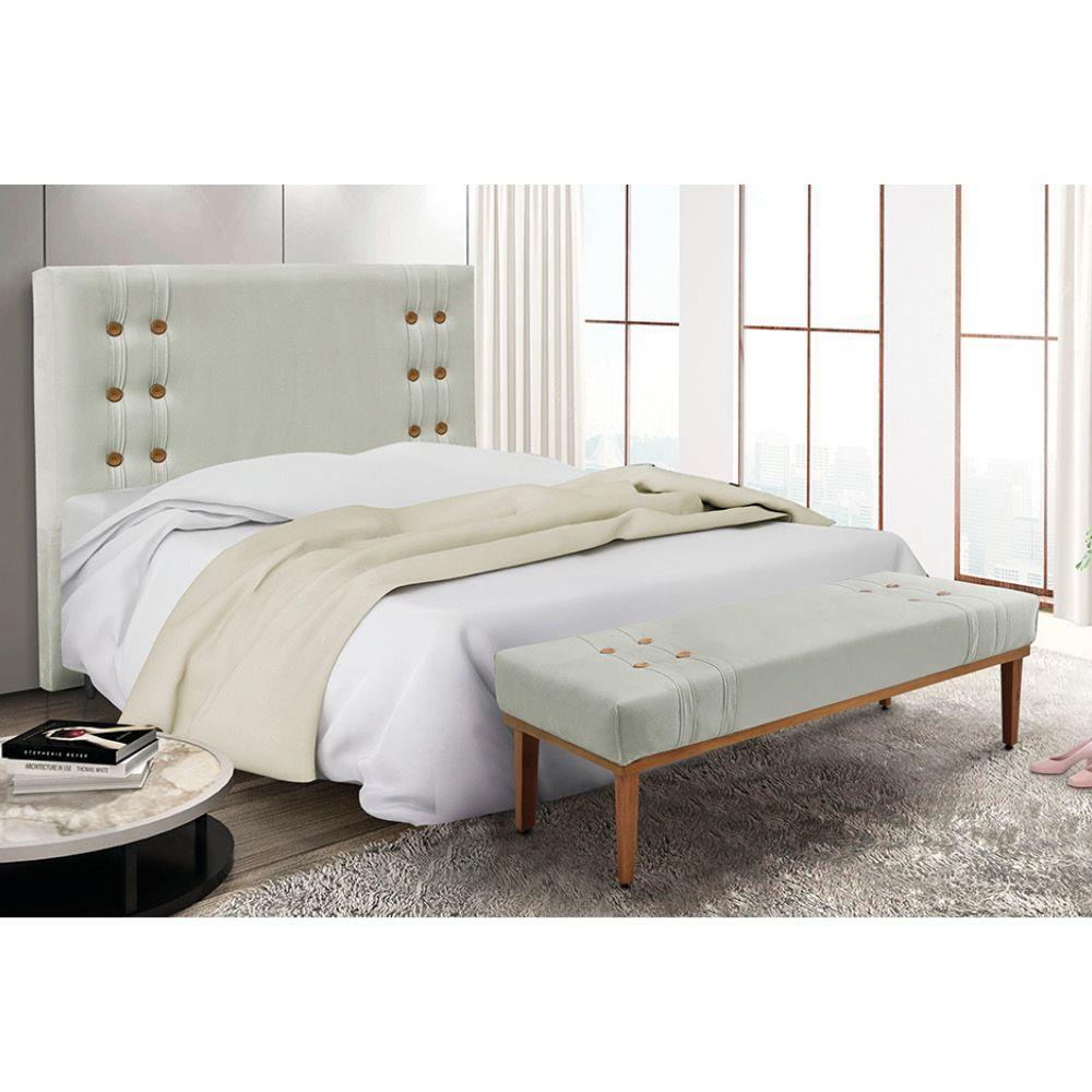 Cabeceira Cama Box Solteiro 90cm E Recamier Gênova Veludo S04 - D'rossi Cor Prata - 5