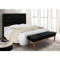 Cabeceira Cama Box Queen 160cm E Recamier Gênova Suede Preto S04 - D'rossi - 5