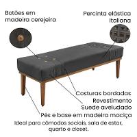 Cabeceira Cama Box Solteiro 90cm E Recamier Gênova Suede S04 - D'rossi Cor Cinza - 3