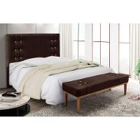 Cabeceira Cama Box Solteiro 90cm E Recamier Gênova Suede S04 - D'rossi Cor Café - 5