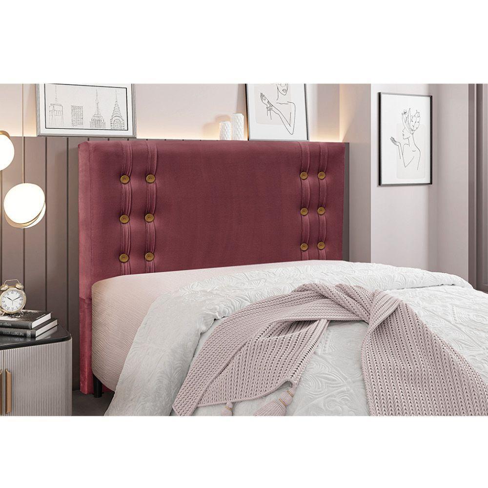 Cabeceira Cama Box Queen 160 Cm Gênova Veludo Vinho S04 - D'rossi - 4