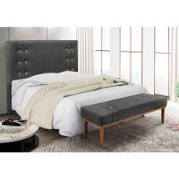 Cabeceira Cama Box Queen 160cm E Recamier Gênova Suede S04 - D'rossi Cor Cinza - 5