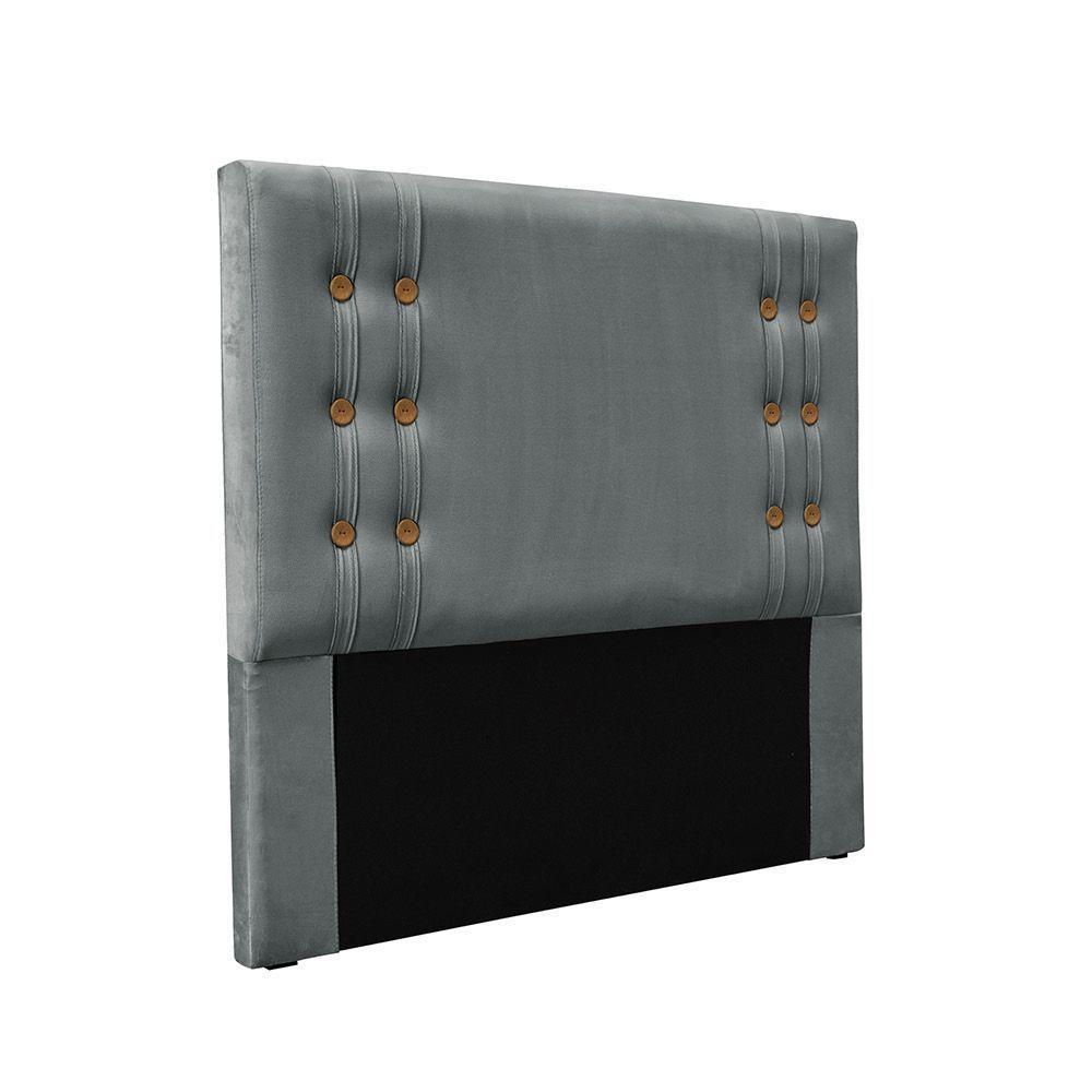 Cabeceira Cama Box Casal 140cm E Recamier Gênova Veludo Cinza S04 - D'rossi - 1