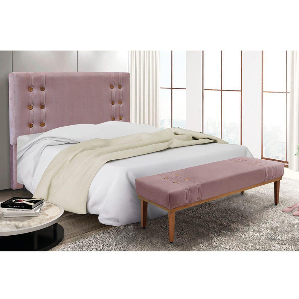 Cabeceira Cama Box Solteiro 90cm E Recamier Gênova Veludo S04 - D'rossi Cor Lilás - 5