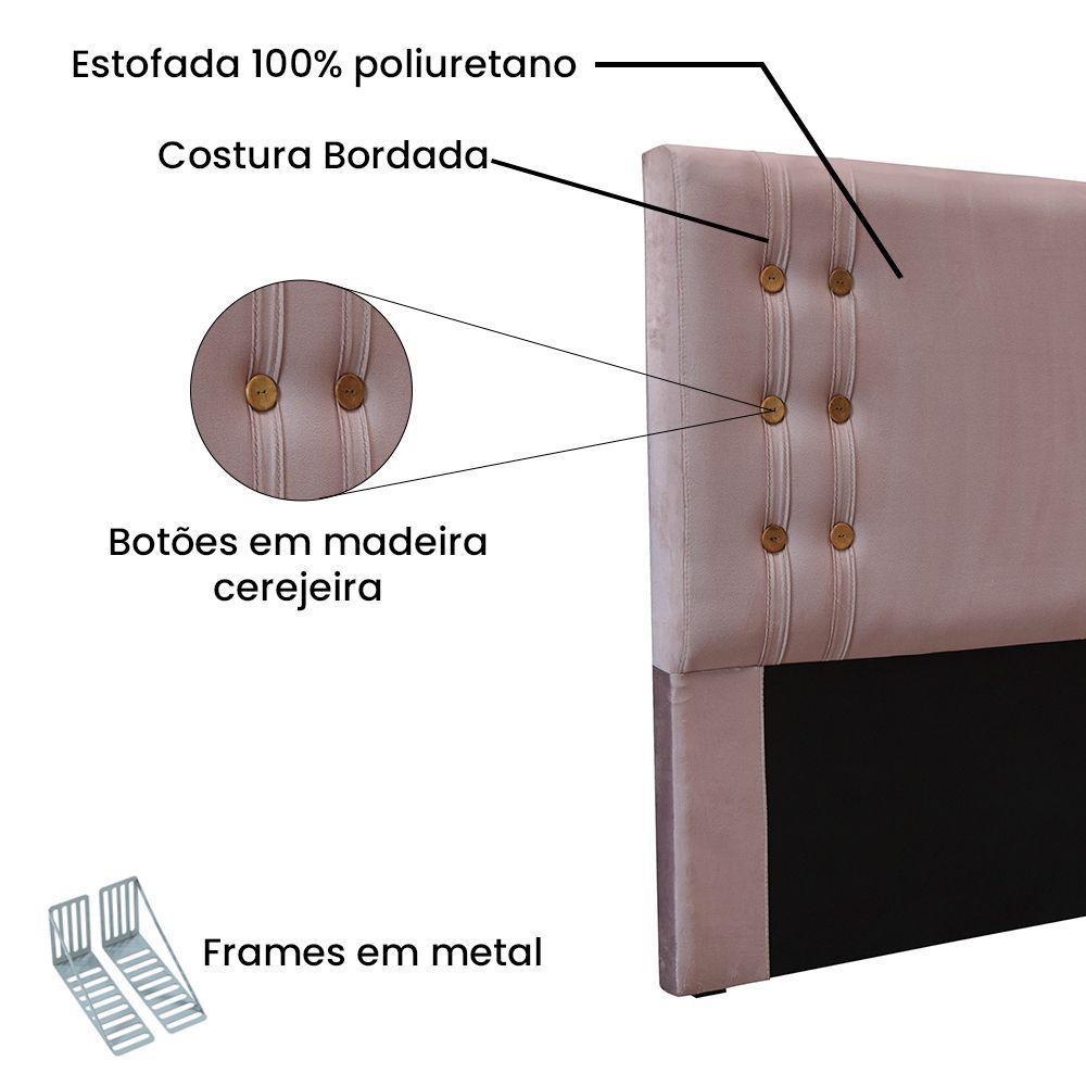Cabeceira Cama Box Solteiro 90cm E Recamier Gênova Veludo S04 - D'rossi Cor Lilás - 7
