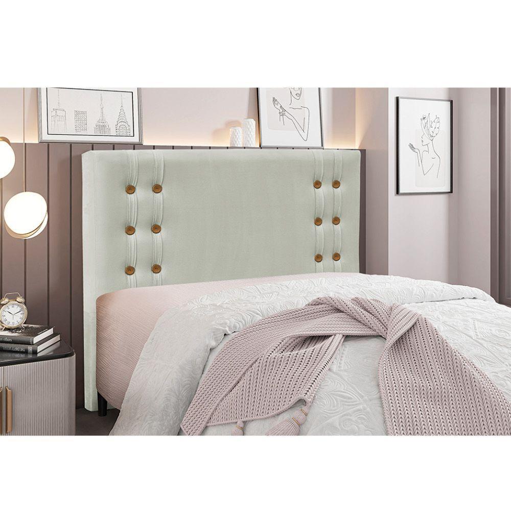 Cabeceira Cama Box Queen 160 Cm Gênova Veludo Prata S04 - D'rossi - 4
