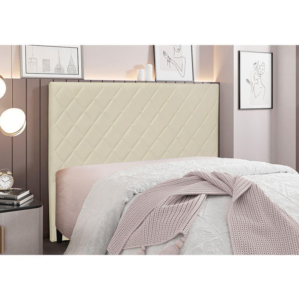 Cabeceira Cama Box Casal 140 Cm Dubai Veludo Bege S04 - D'rossi - 4