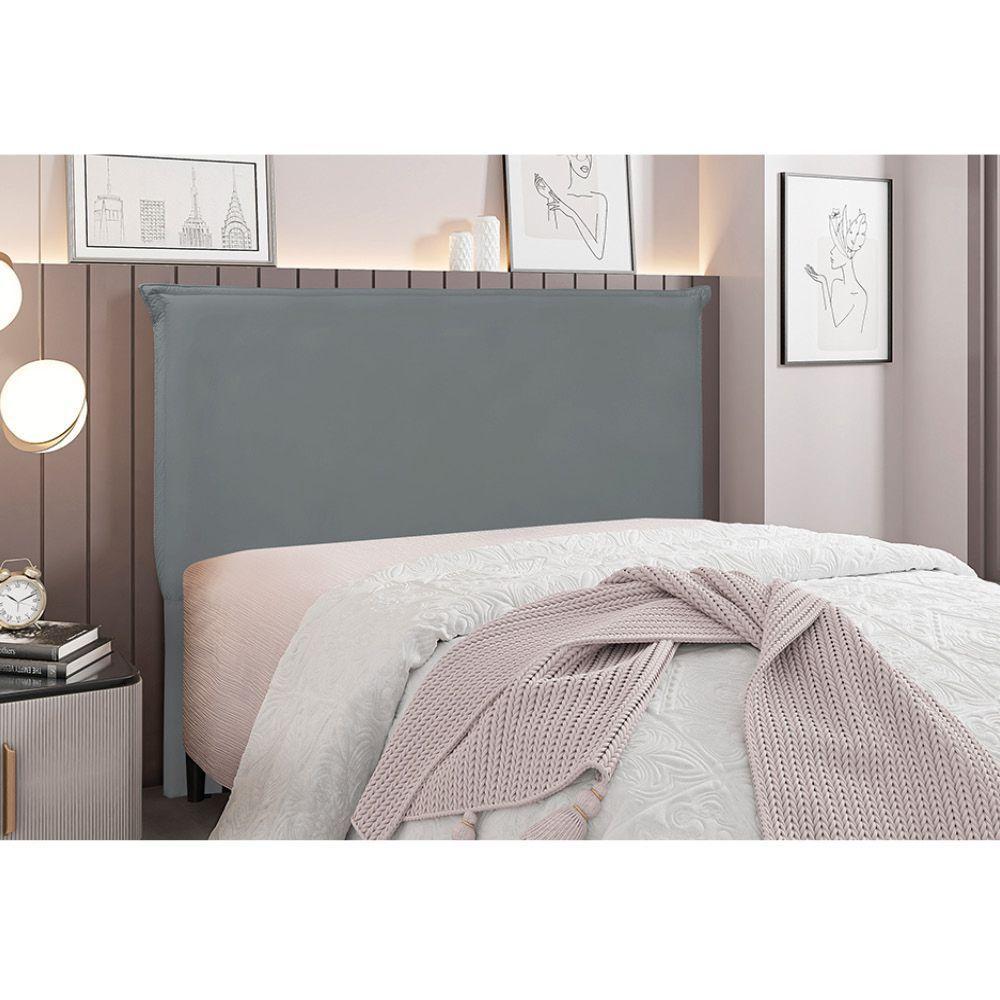 Cabeceira Cama Box King 195 Cm Garden Veludo Cinza S04 - D'rossi - 4