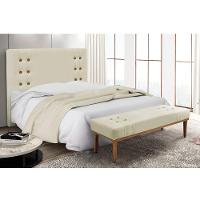 Cabeceira Cama Box Solteiro 90cm E Recamier Gênova Veludo Bege S04 - D'rossi - 5