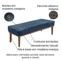Cabeceira Cama Box Solteiro 90cm E Recamier Gênova Veludo Azul Marinho S04 - D'rossi - 3