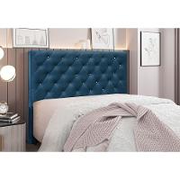 Cabeceira Cama Box Queen 160 Cm Tania Veludo S04 - D'rossi Cor Azul Marinho - 4