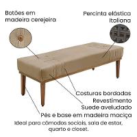 Cabeceira Cama Box Solteiro 90cm E Recamier Gênova Suede Bege S04 - D'rossi - 3