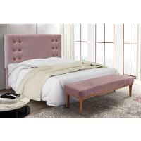 Cabeceira Cama Box Casal 140cm E Recamier Gênova Veludo S04 - D'rossi Cor Lilás - 5