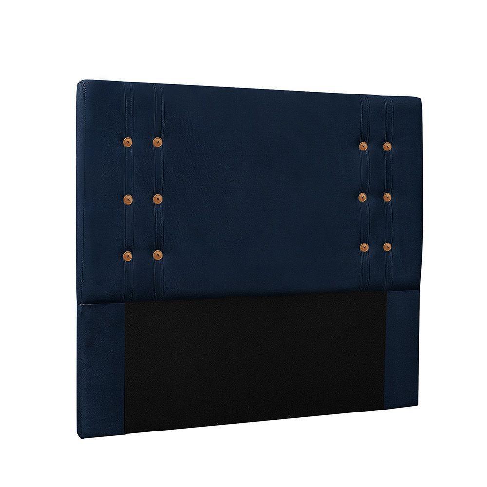 Cabeceira Cama Box Queen 160cm E Recamier Gênova Suede Azul Marinho S04 - D'rossi - 1