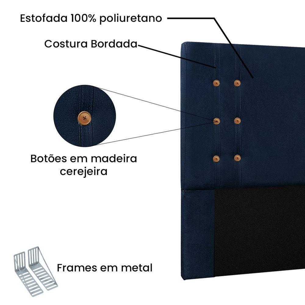 Cabeceira Cama Box Queen 160cm E Recamier Gênova Suede Azul Marinho S04 - D'rossi - 4
